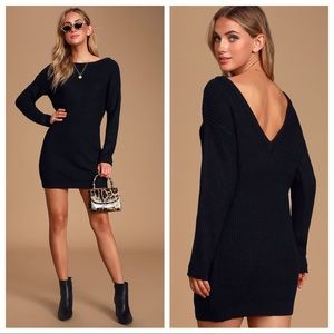 Lulu’s Bringing Sexy Back Black Sweater Dress